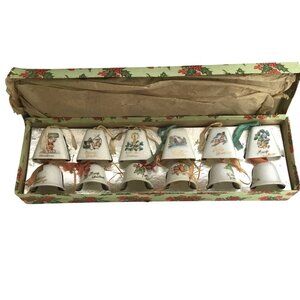 VTG 1950s Set of 12 China Christmas Bell Ornaments Porcelain Japan Original Box